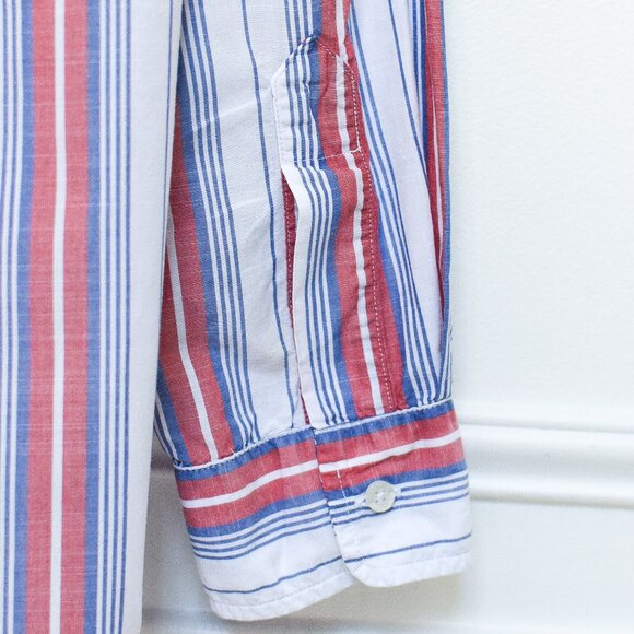Frank & Eileen Grayson The Hero Button Down Shirt Red & Blue Stripe Cotton Sz XL - Picture 8 of 12